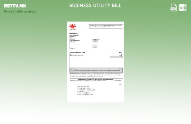 Модерен стил Белгија Скарлет шаблон за деловна сметка за комунални услуги